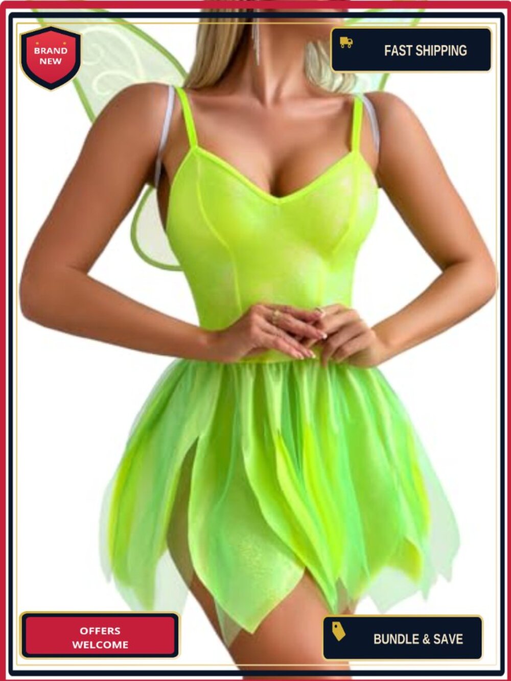 3Pc Sexy Fairy Costume Butterfly Wings Tutu Dress Halloween Cosplay